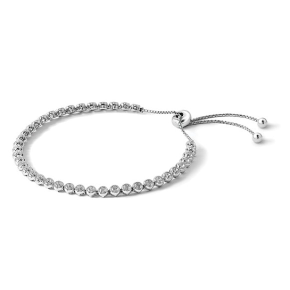 Sterling Shimmer Sterling Silver Rhodium-plated 34 Stone CZ Adjustable 5 inch up